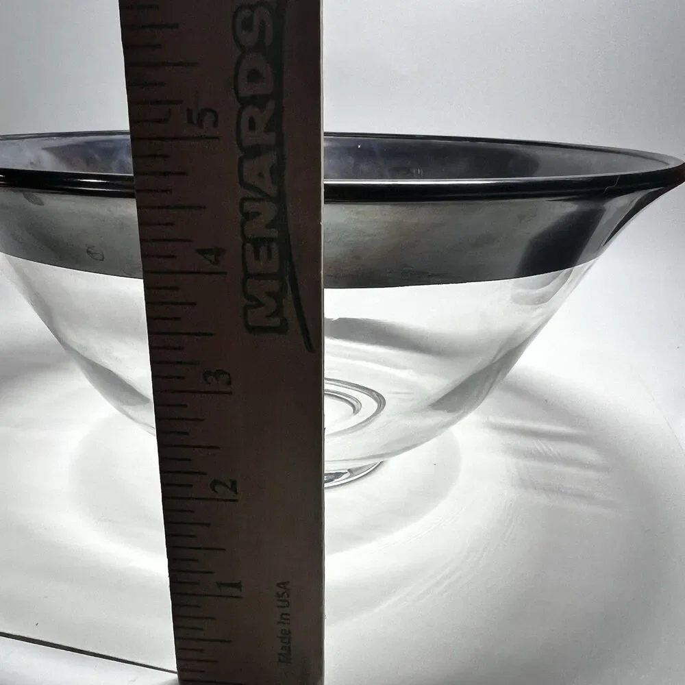 Vintage Dorothy Thorpe Style Silver Deposit Glass Serving Salad Bowl MCM Large